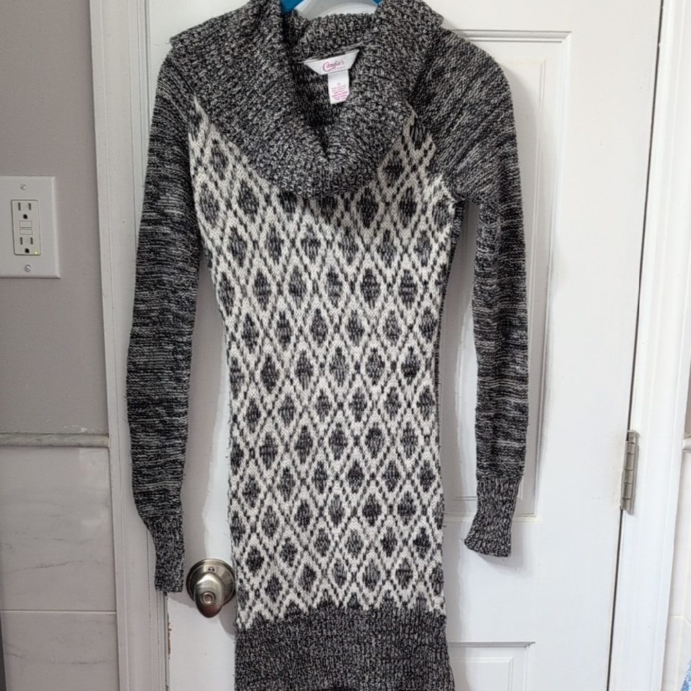 Cozy Women's Black and White Sweater Dress